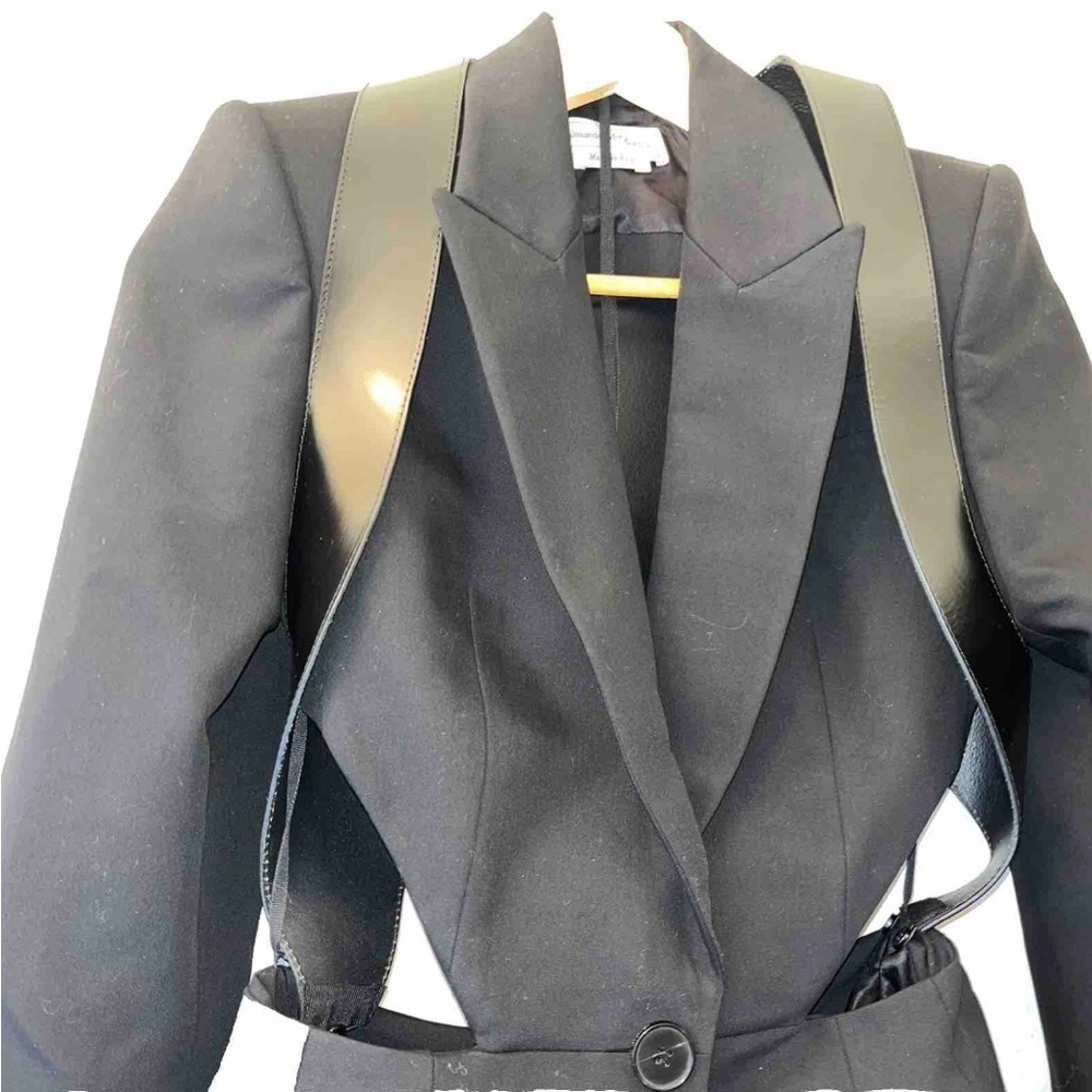 Alexander McQueen Black Blazer Leather Harness Cutout 2 Formal NWOT 🟡 - Picture 7 of 14